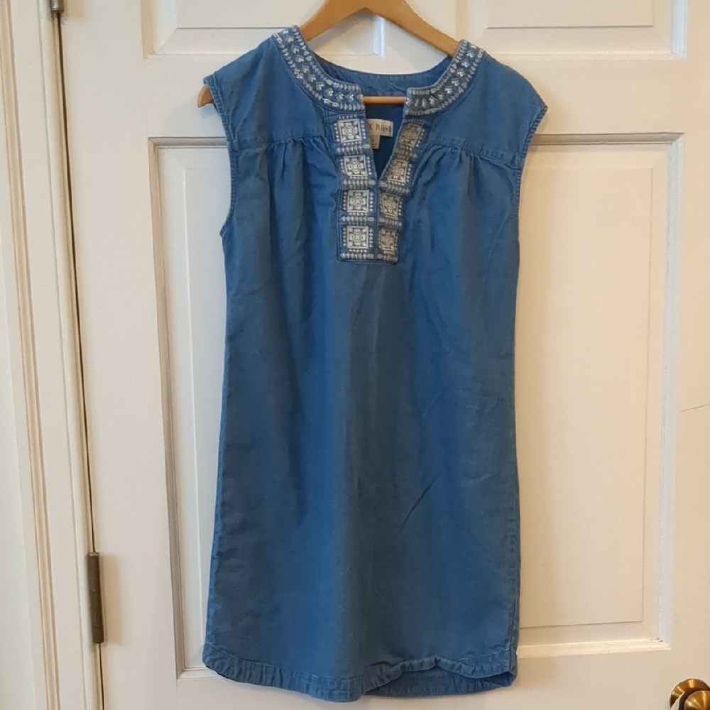 Knox Rose Blue Denim Dress S Embroidered Sleeveless